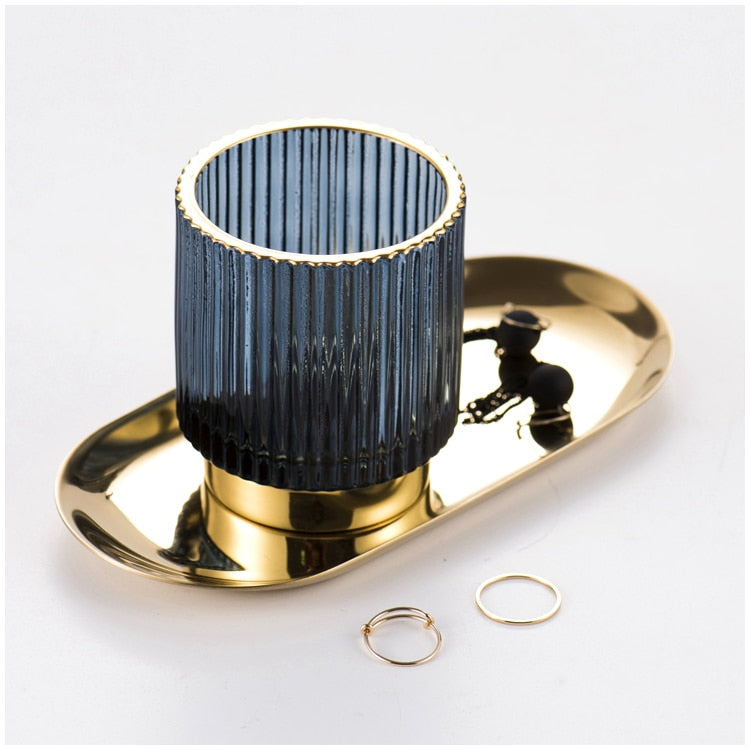 BowLift | Elise Gold Foil Glass Makeup Halter & Organizer