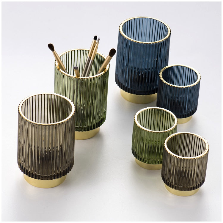 BowLift | Elise Gold Foil Glass Makeup Halter & Organizer