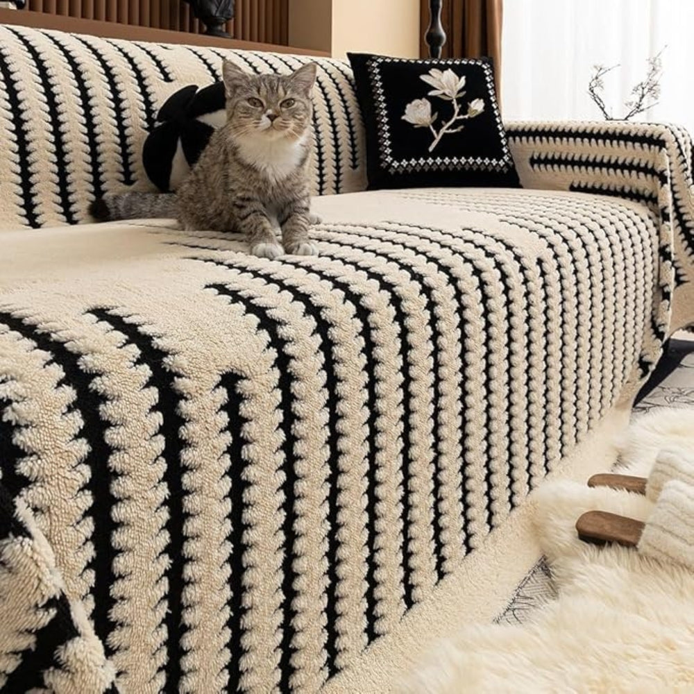 BowLift | Elegant Plush Sofa Cover with Tufted Details