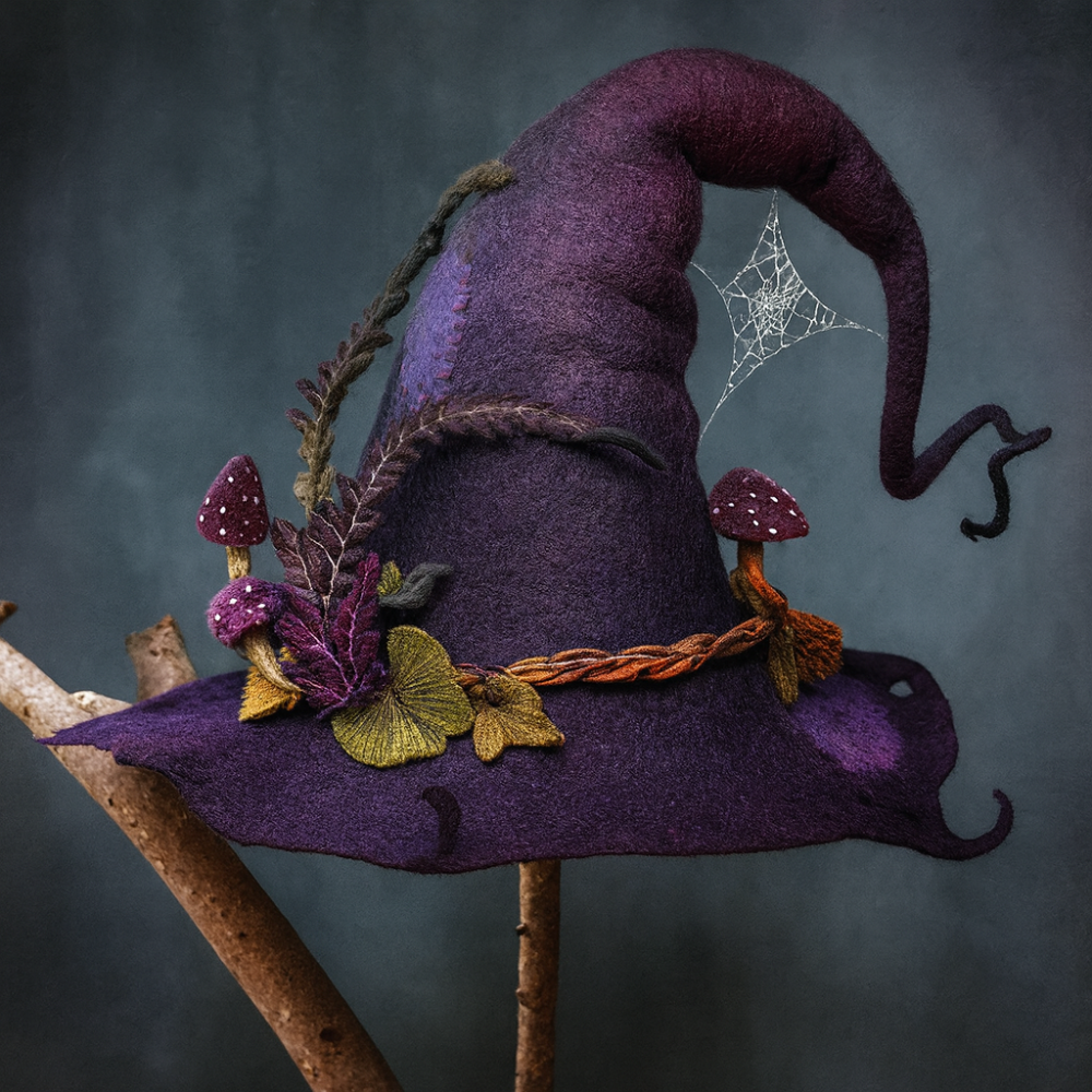 BowLift | Halloween Costume Felt Witch Hat Handmade Merino Wool Party Accessory