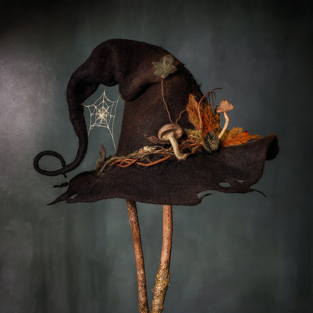 BowLift | Halloween Costume Felt Witch Hat Handmade Merino Wool Party Accessory