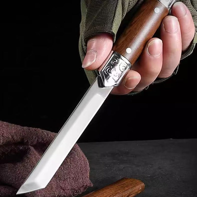 BowLift | Handcrafted Utility Knife | Japanese-Style Geometric Handle | High-Carbon Stainless Steel Blade | >60° Bevel Angle | Precision Culinary Instrument with Reinforced ABS Polymer Grip