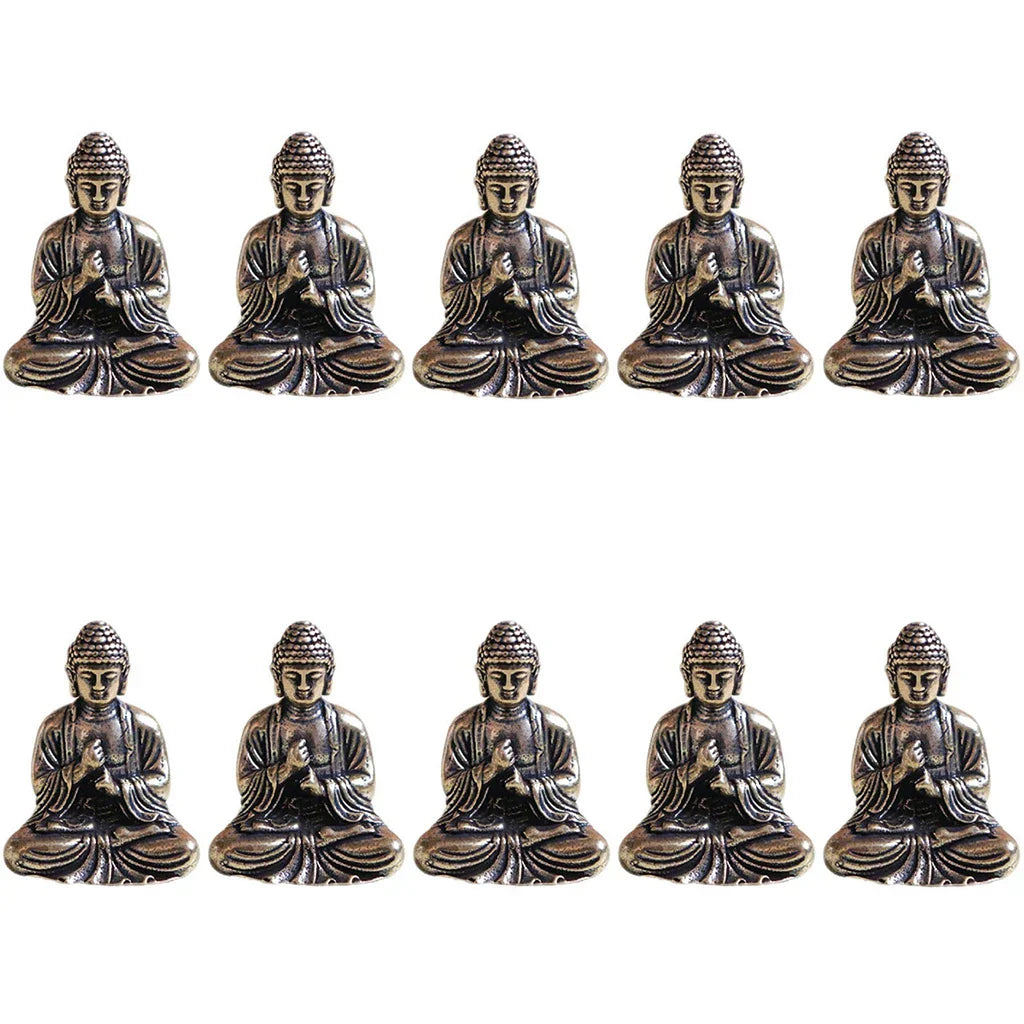 BowLift | 10 pieces mini brass sitting Buddha statue figure for travel Buddhism worship home office desk decoration