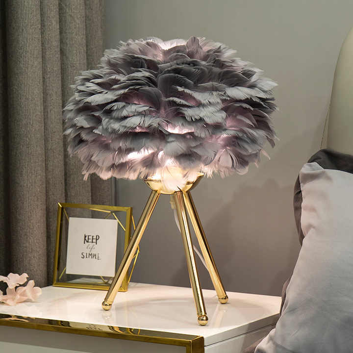 BowLift | Table Lamp - FeatherLux - Dimmable Light - Elegant Feather Design