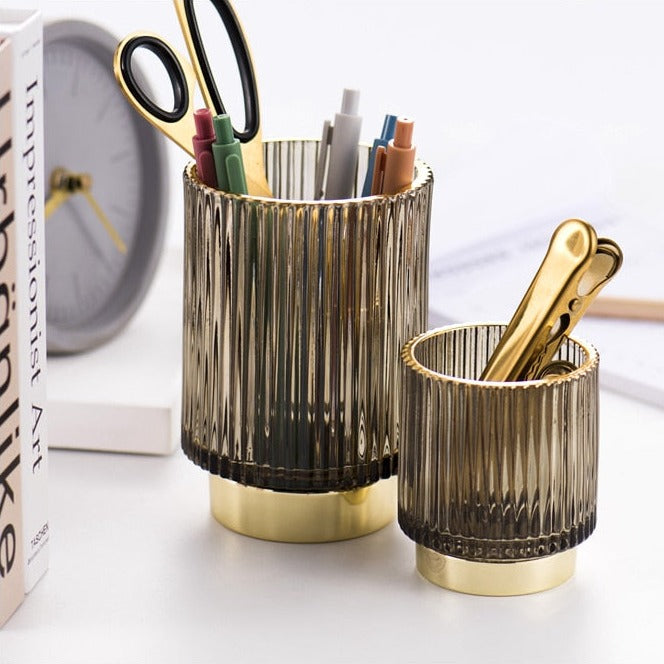 BowLift | Elise Gold Foil Glass Makeup Halter & Organizer