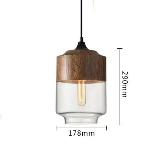 BowLift | EternaGlow Pendant Light made of Glass and Wood | Elegant Design for Your Home