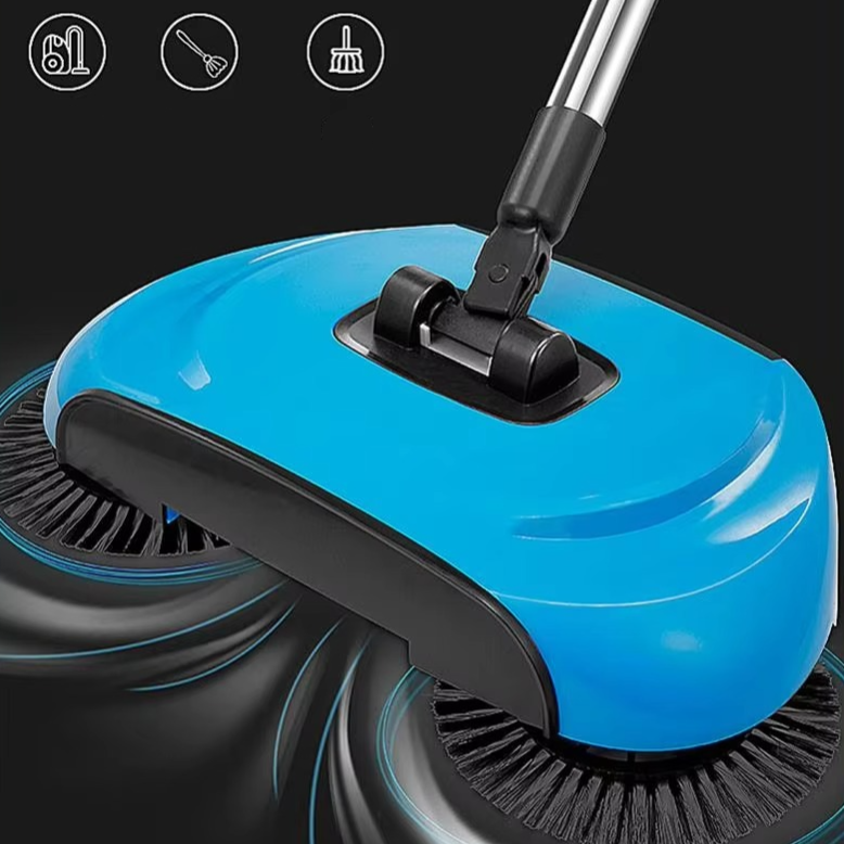 BowLift | 3-in-1 Stainless Steel Push Broom with Dustpan and Scraper for Easy Home Cleaning