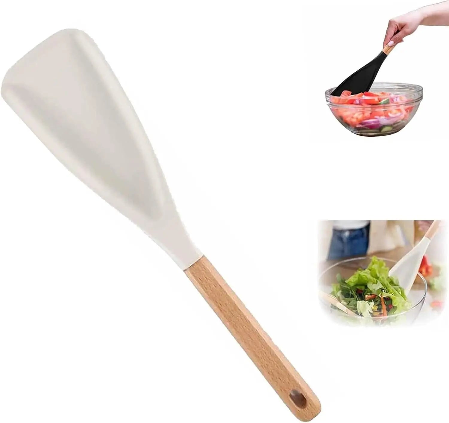 BowLift | Heat-resistant silicone cooking spoon with wooden handle