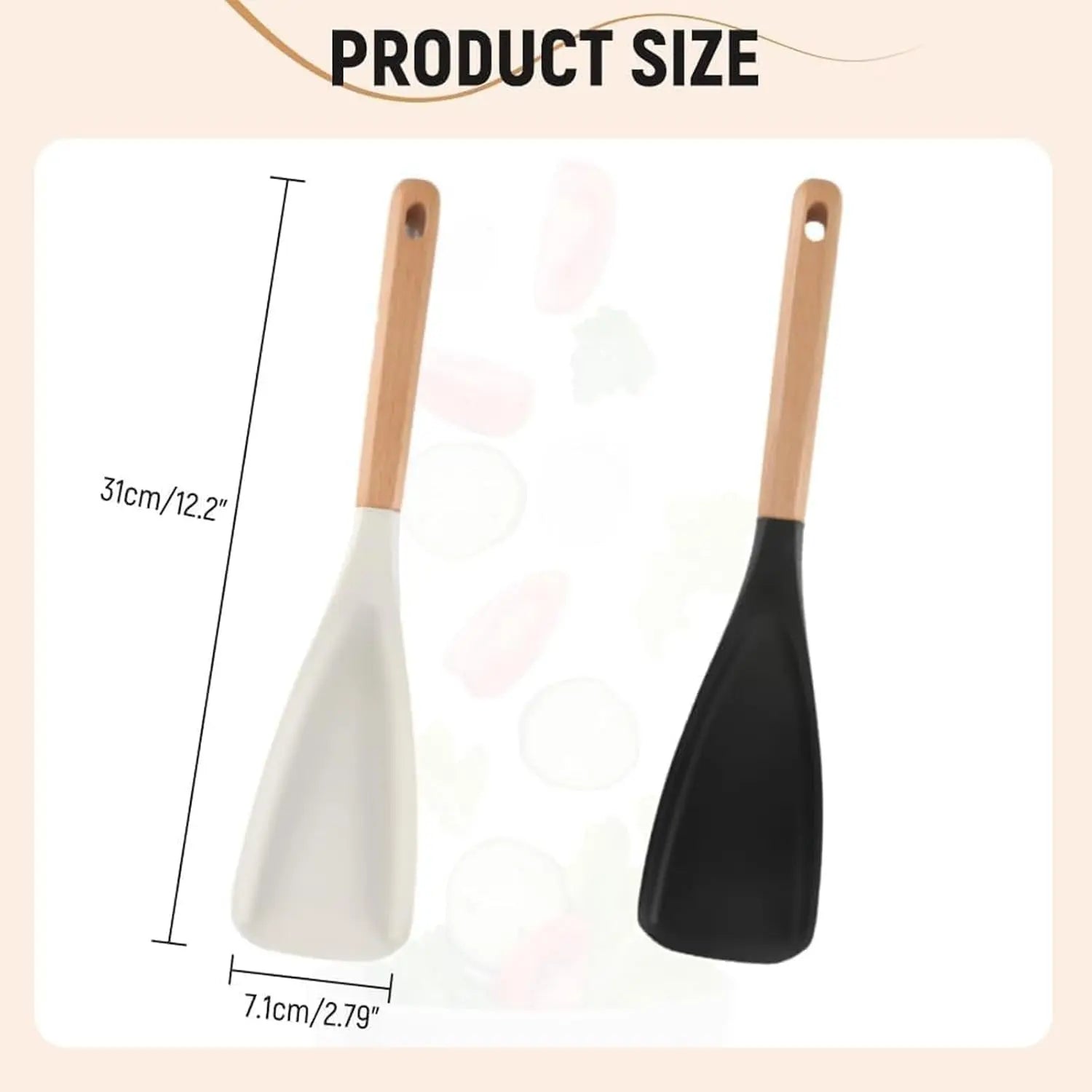 BowLift | Heat-resistant silicone cooking spoon with wooden handle