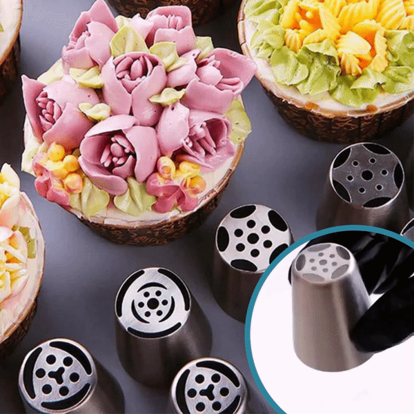 BowLift | High-Quality Cake Decoration Set With 12 Tulip Nozzles For Elegant Baking Art