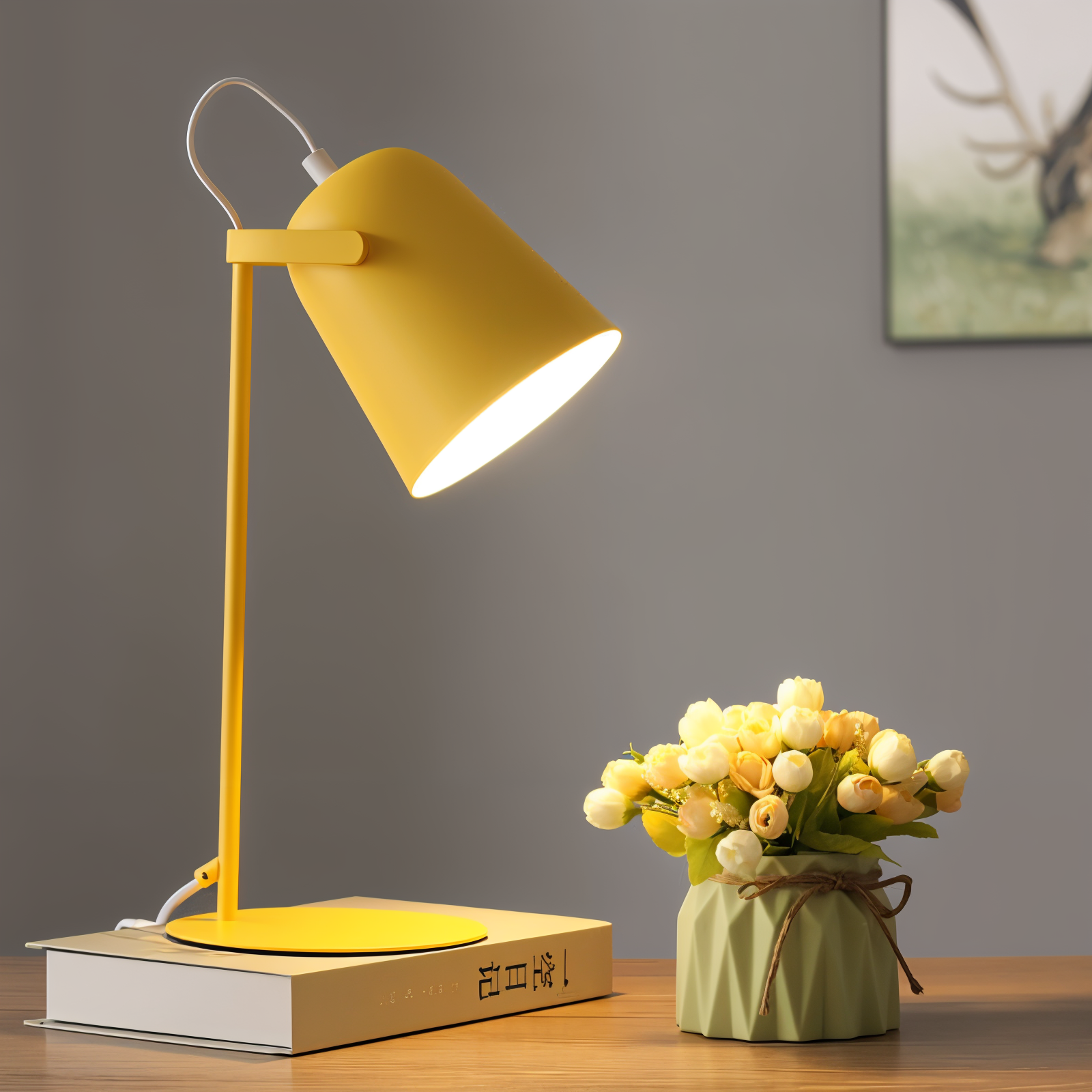 BowLift | Macaron Table Lamp - Nordic Yellow Desk Lamp - Adjustable Lamp