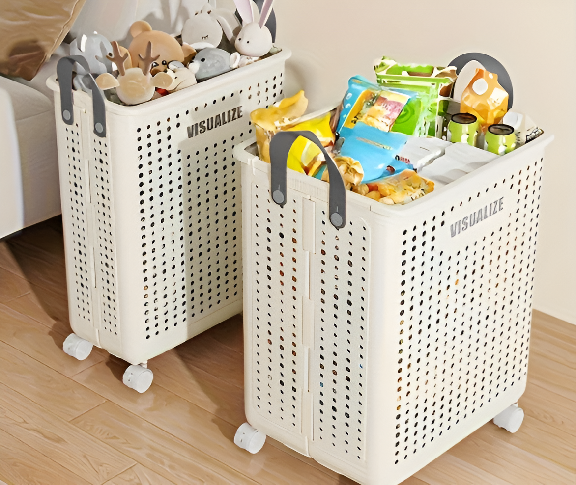 BowLift | FoldaRoll Collapsible Laundry Basket – Wheeled Rolling Hamper