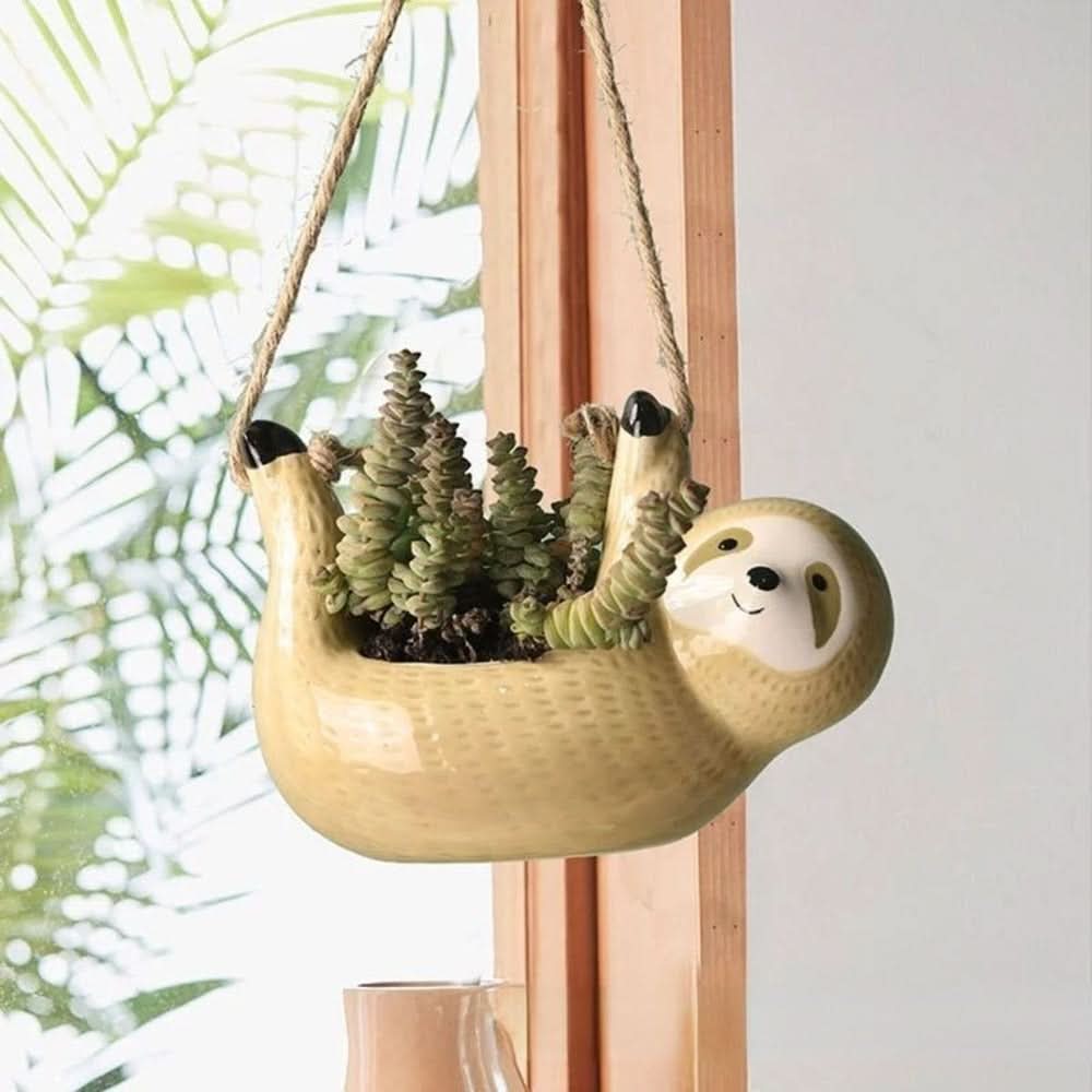 BowLift | Handmade Ceramic Sloth Flower Pot for Small Plants