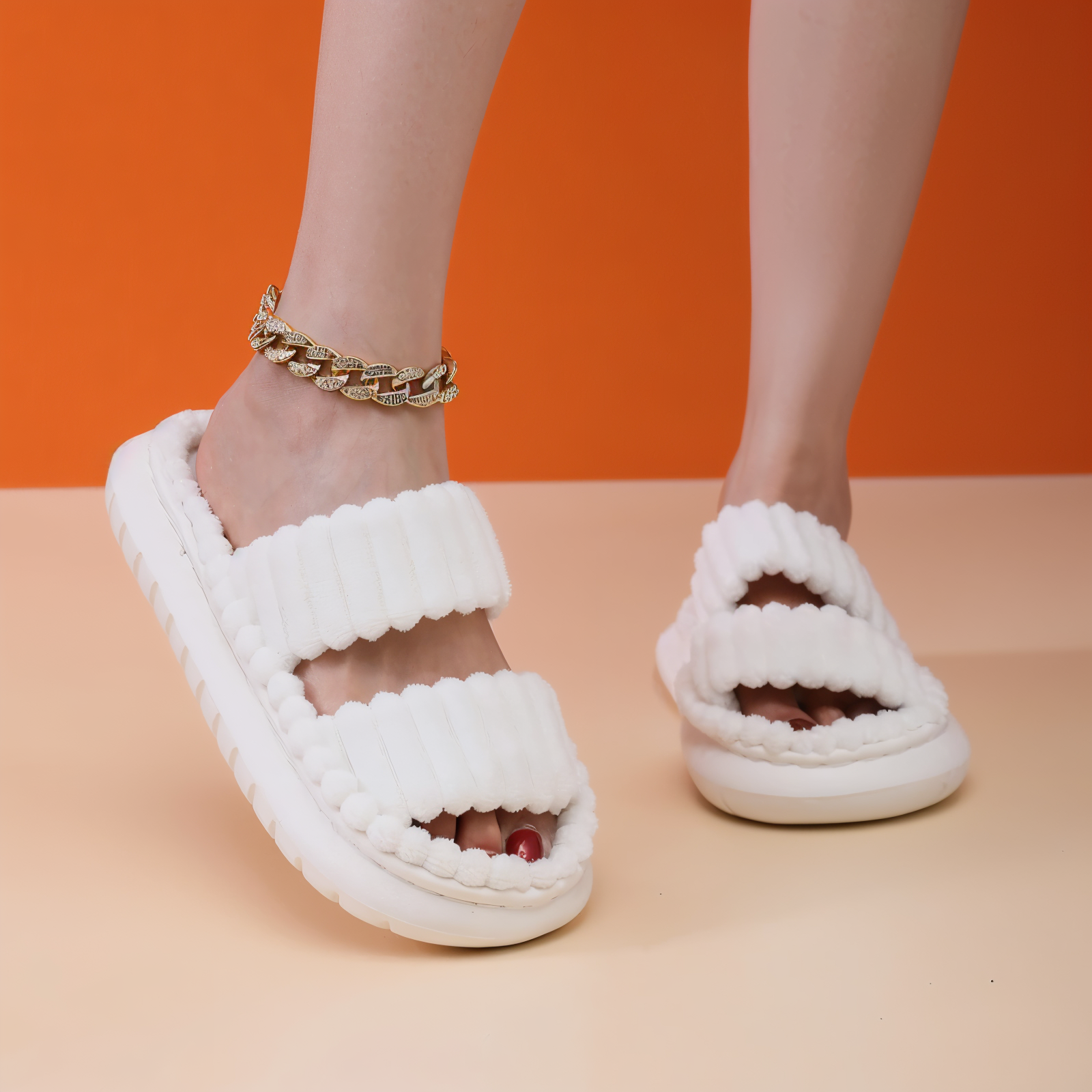 BowLift | Sofie - Plush Lined Slippers with Cross Band