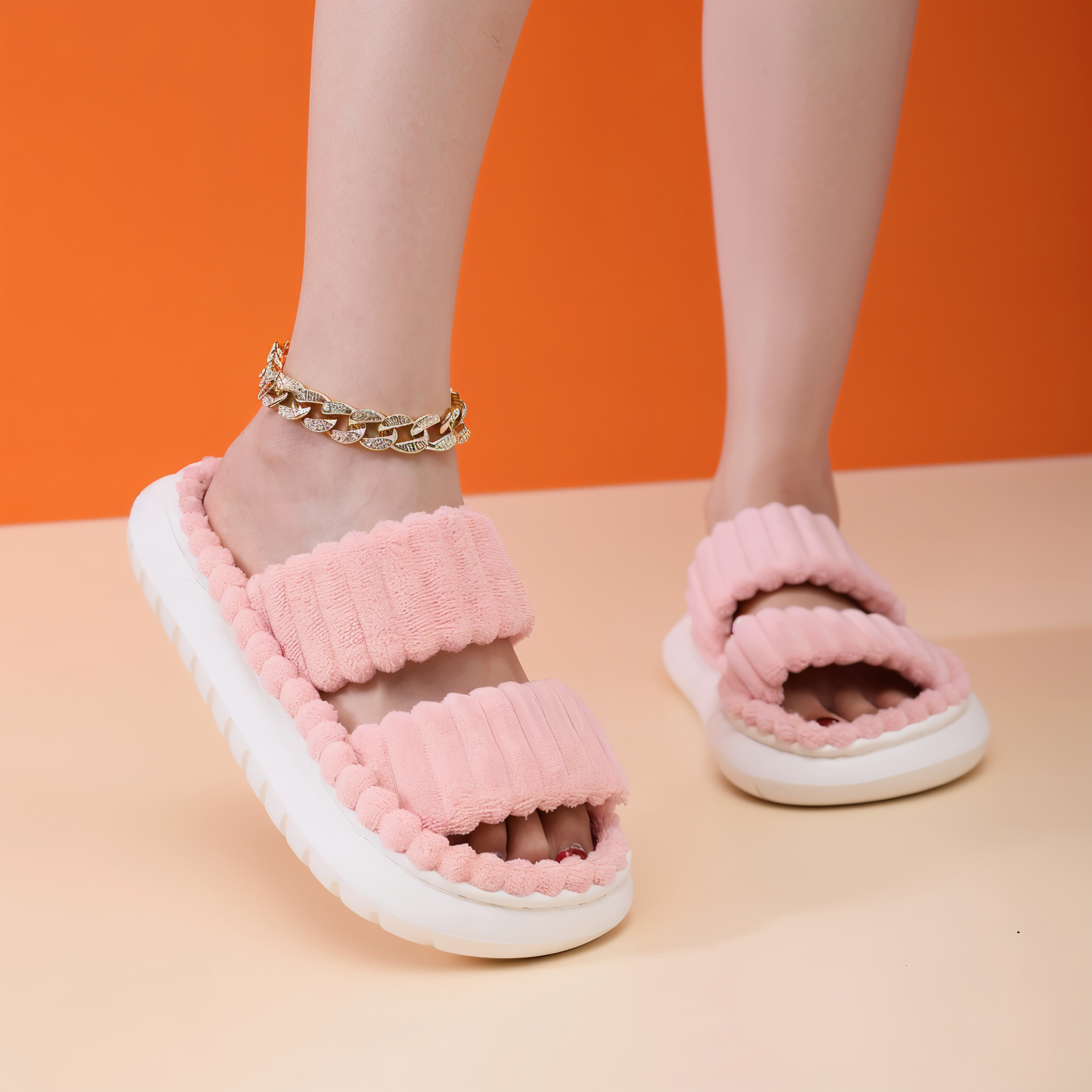 BowLift | Sofie - Plush Lined Slippers with Cross Band