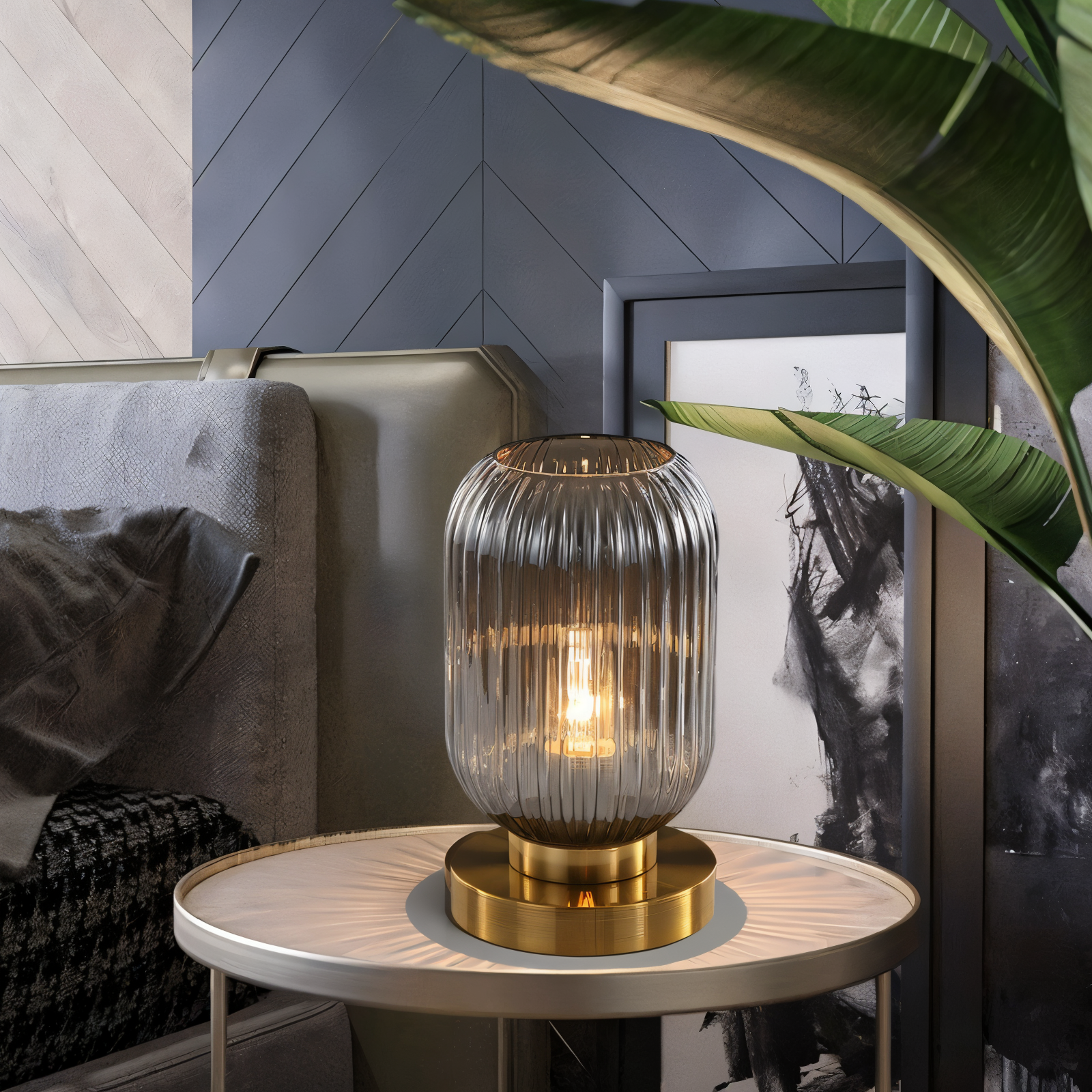 BowLift | Nordic Table Lamp with Ribbed Glass