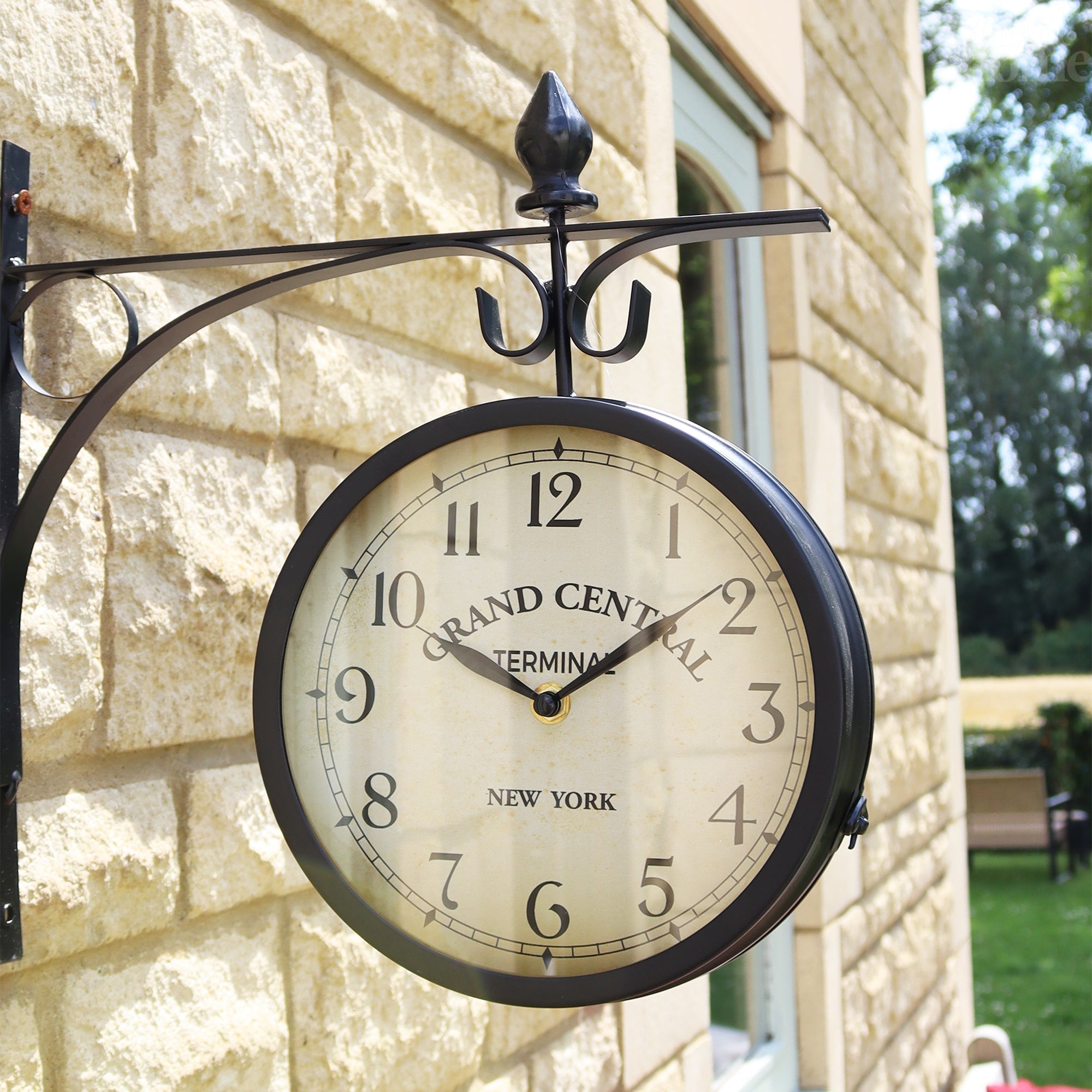 BowLift | Black Double Sided Railway Outdoor Clock