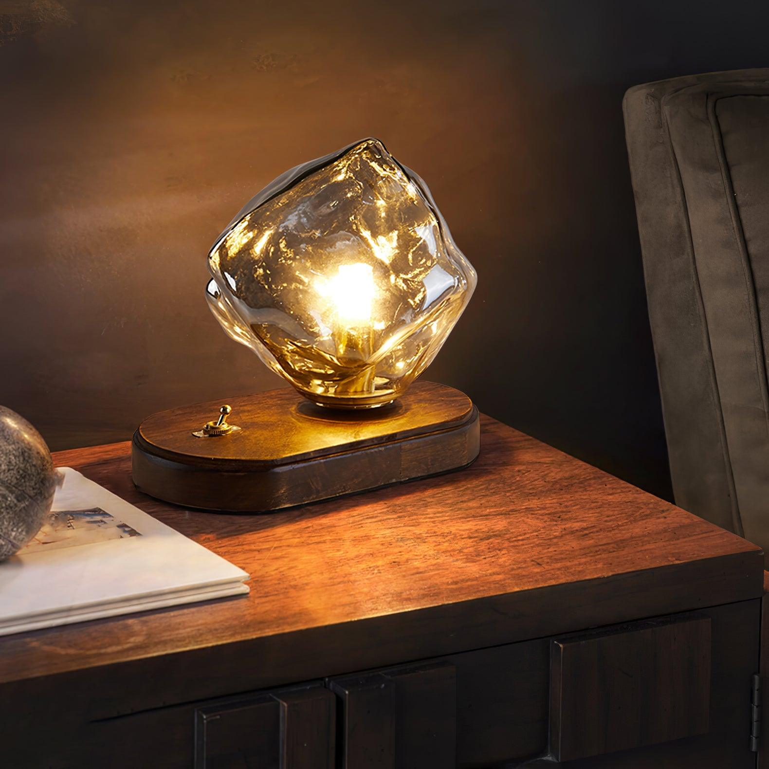 BowLift | Glass Block Table Lamp | Modern Design with Clear Glass | Ideal for Living Room & Bedroom Lighting