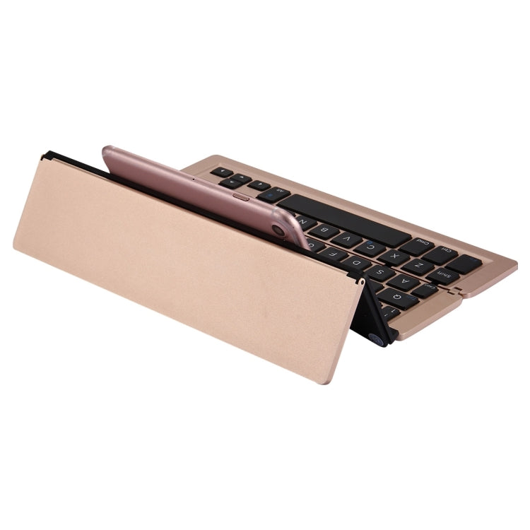BowLift | F18 Ultra-slim Rechargeable Portable 58 Key Bluetooth Wireless Keyboard with Holder (Gold)