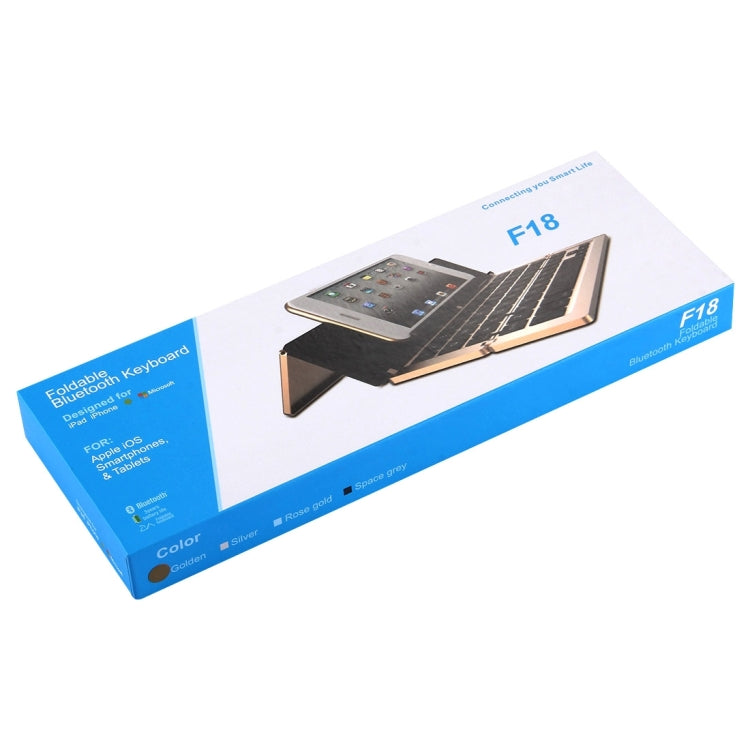 BowLift | F18 Ultra-slim Rechargeable Portable 58 Key Bluetooth Wireless Keyboard with Holder (Gold)