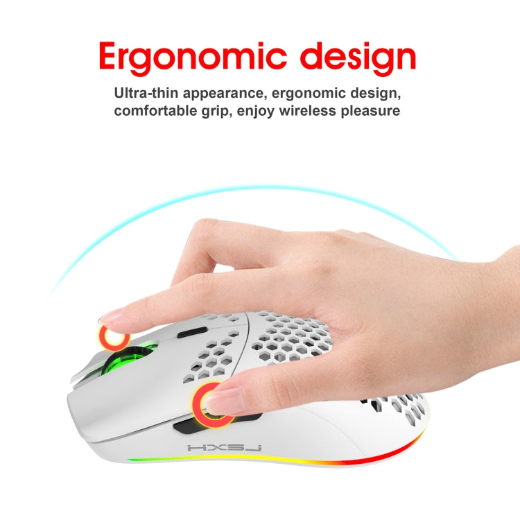 BowLift | HXSJ T66 7 Button Colorful Lighting Programmable Gaming Wireless Mouse (White)