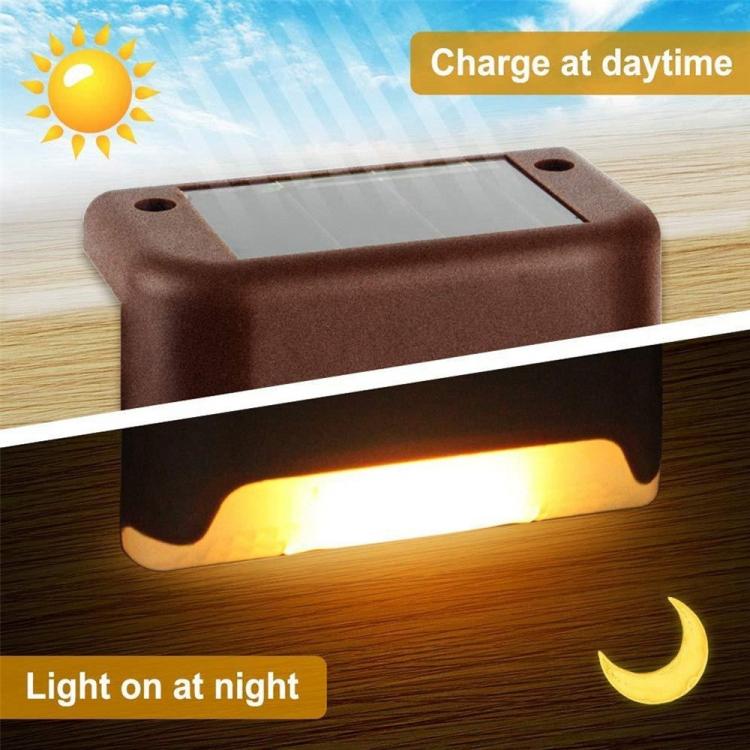 BowLift | 12 PCS Solar Powered LED Outdoor Step Light IP65 Waterproof Garden Lamp, Warm White Light (Brown)