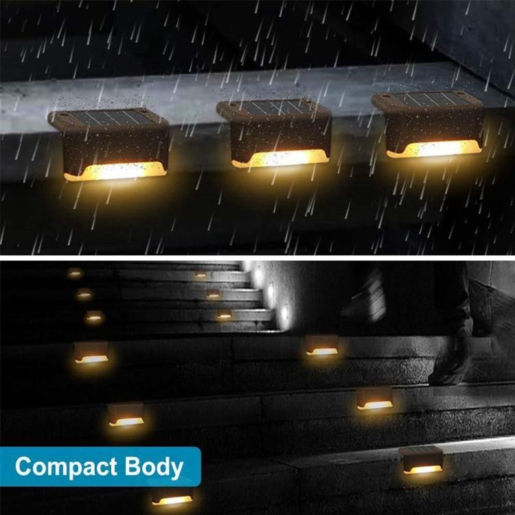 BowLift | 12 PCS Solar Powered LED Outdoor Step Light IP65 Waterproof Garden Lamp, Warm White Light (Brown)