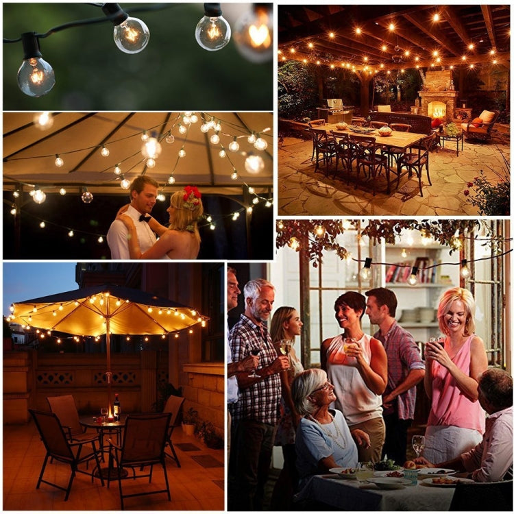 BowLift | G40-EU-25 G40 7.6m 175W E12 IP44 waterproof Retro Filament light bulbs string, 25 light bulbs LED decorative lamp for garden, construction, bar, party, wedding, AC 220V, EU plug (Warm White)