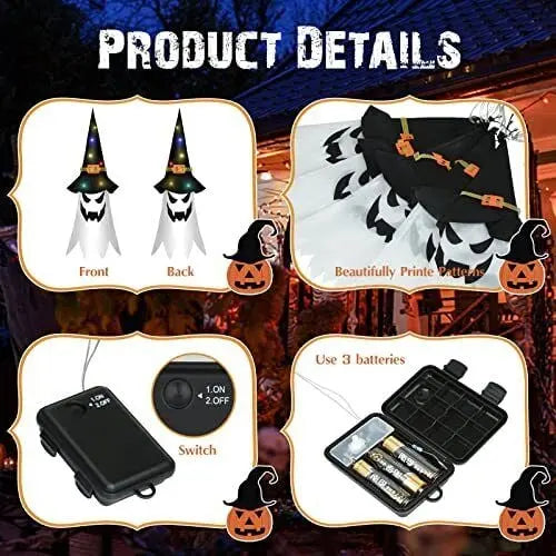 BowLift | Glowing Witch Hat – LED Halloween Decoration for Outdoor Use with Flashing Modes