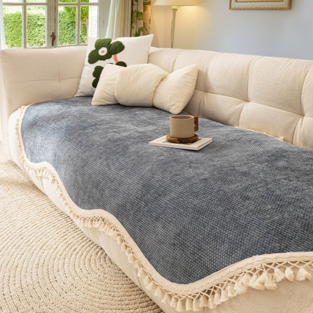 BowLift | Luxury Chenille Woven Texture Tassel Sofa Cover