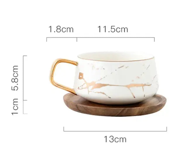 BowLift | Marble Pattern Coffee Mug with Gold Decoration