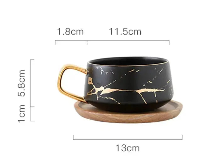 BowLift | Marble Pattern Coffee Mug with Gold Decoration