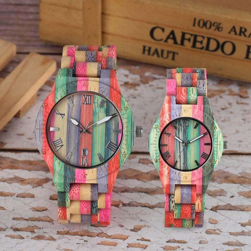 BowLift | Men Women Fashion Colorful Wood Bamboo Watch Quartz Analog Handmade Full Wooden Bracelet Luxury Wristwatches Gifts for Lovers
