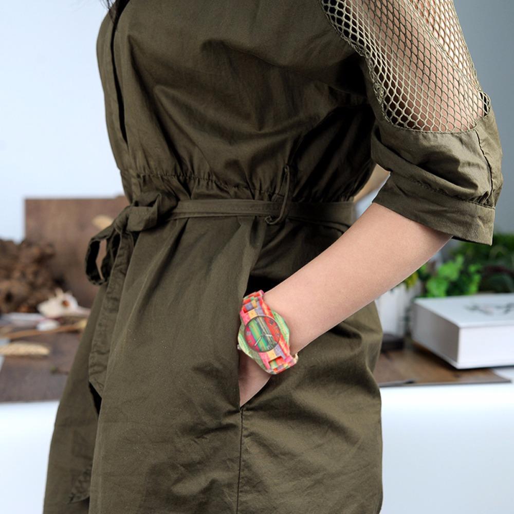 BowLift | Men Women Fashion Colorful Wood Bamboo Watch Quartz Analog Handmade Full Wooden Bracelet Luxury Wristwatches Gifts for Lovers