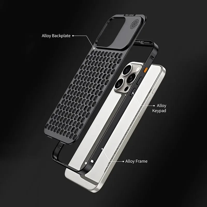 BowLift | Breathable Perfume Aluminum alloy Heat Dissipation Phone Case For iPhone 12 13 14 15 Pro Max Plus Detachable Cover