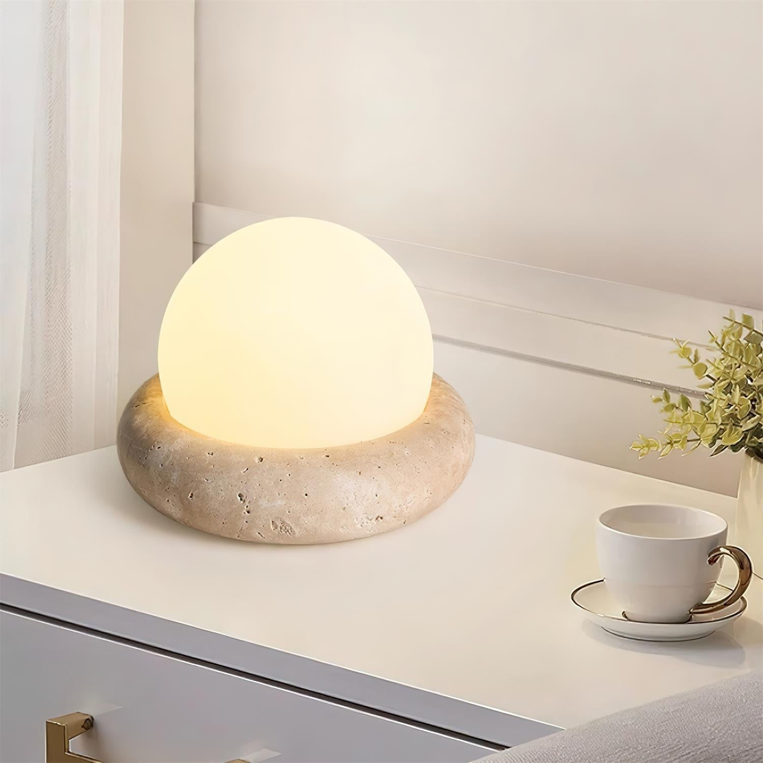 BowLift | Travertine Table Lamp