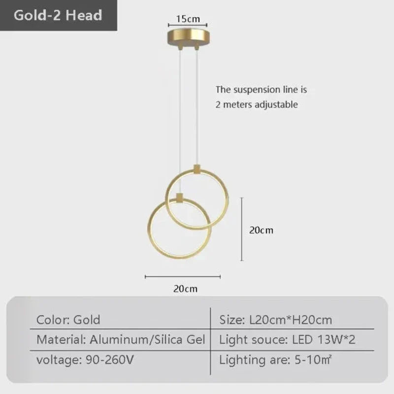 BowLift | Elegant Double Ring Pendant Light | DuoGlow