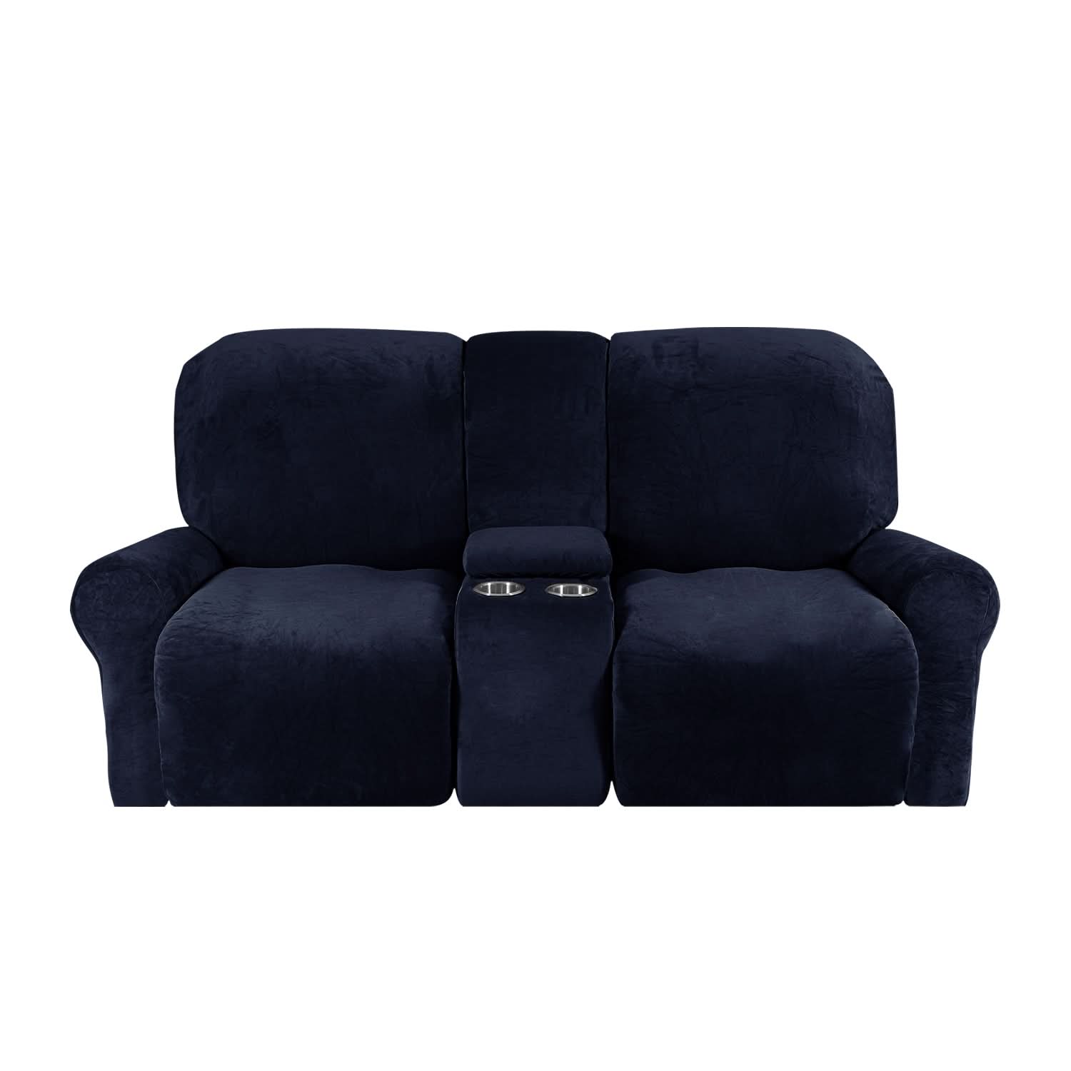 BowLift | 2-Seater Recliner Sofa Cover with Cup Holders – Velvet Plush