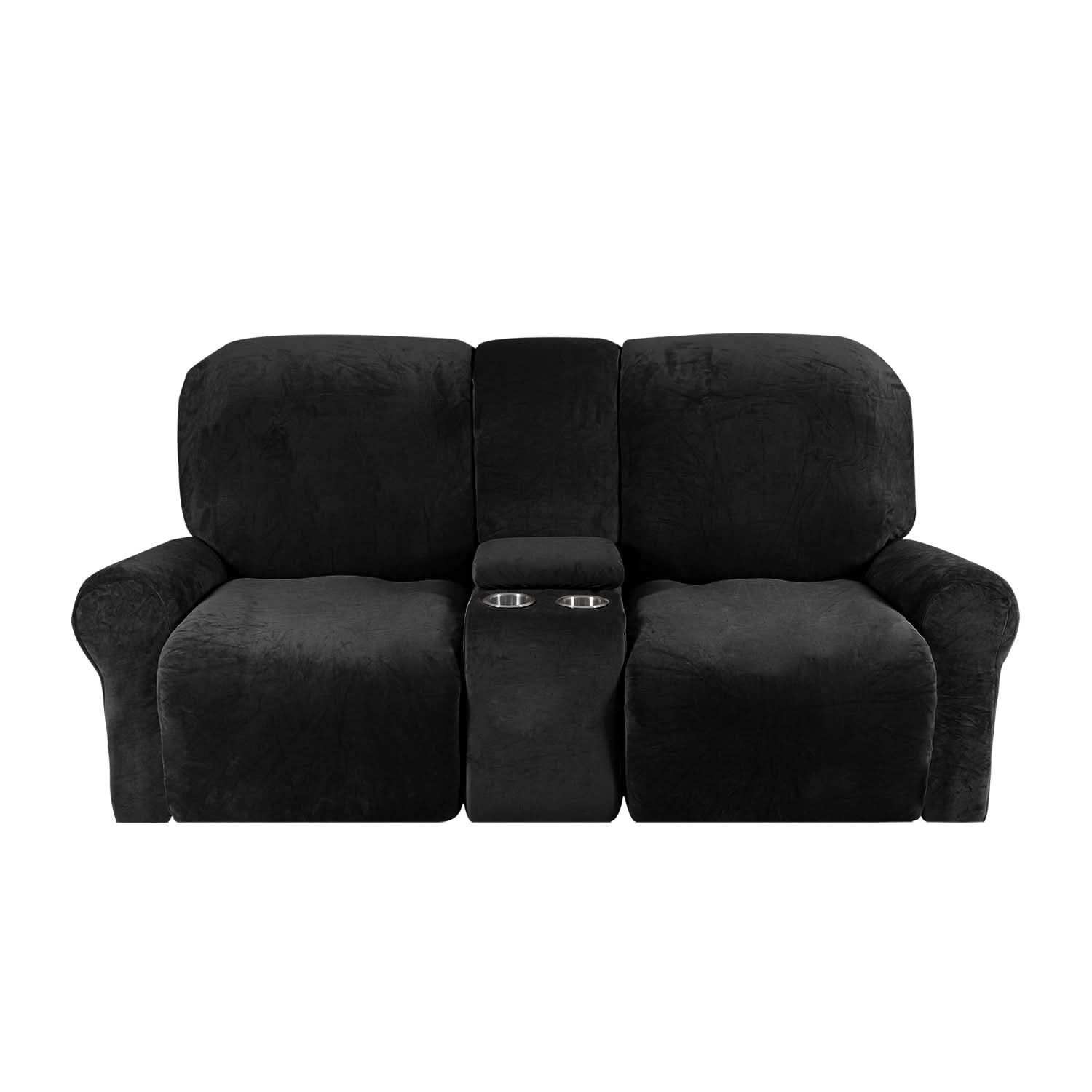 BowLift | 2-Seater Recliner Sofa Cover with Cup Holders – Velvet Plush