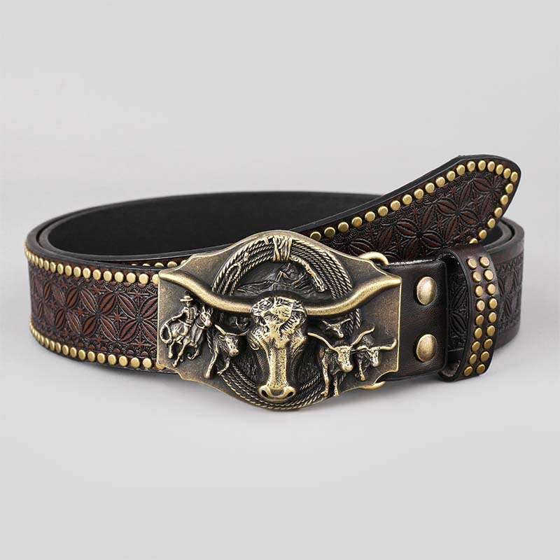 BowLift | Retro Punk Embossed Western Denim Belt