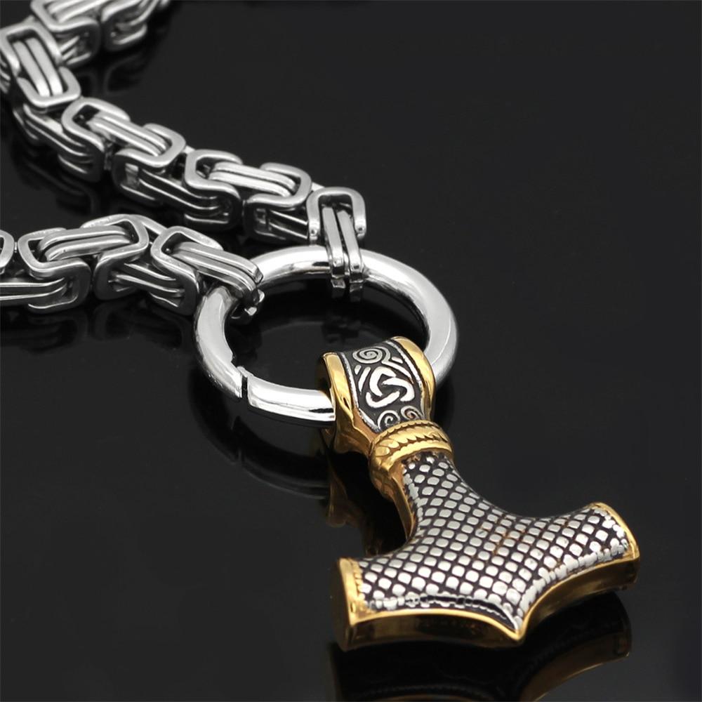 BowLift | 60–90 cm Stainless Steel Double Wolf Head & Mjolnir Survival Spirit Necklace/Bracelet