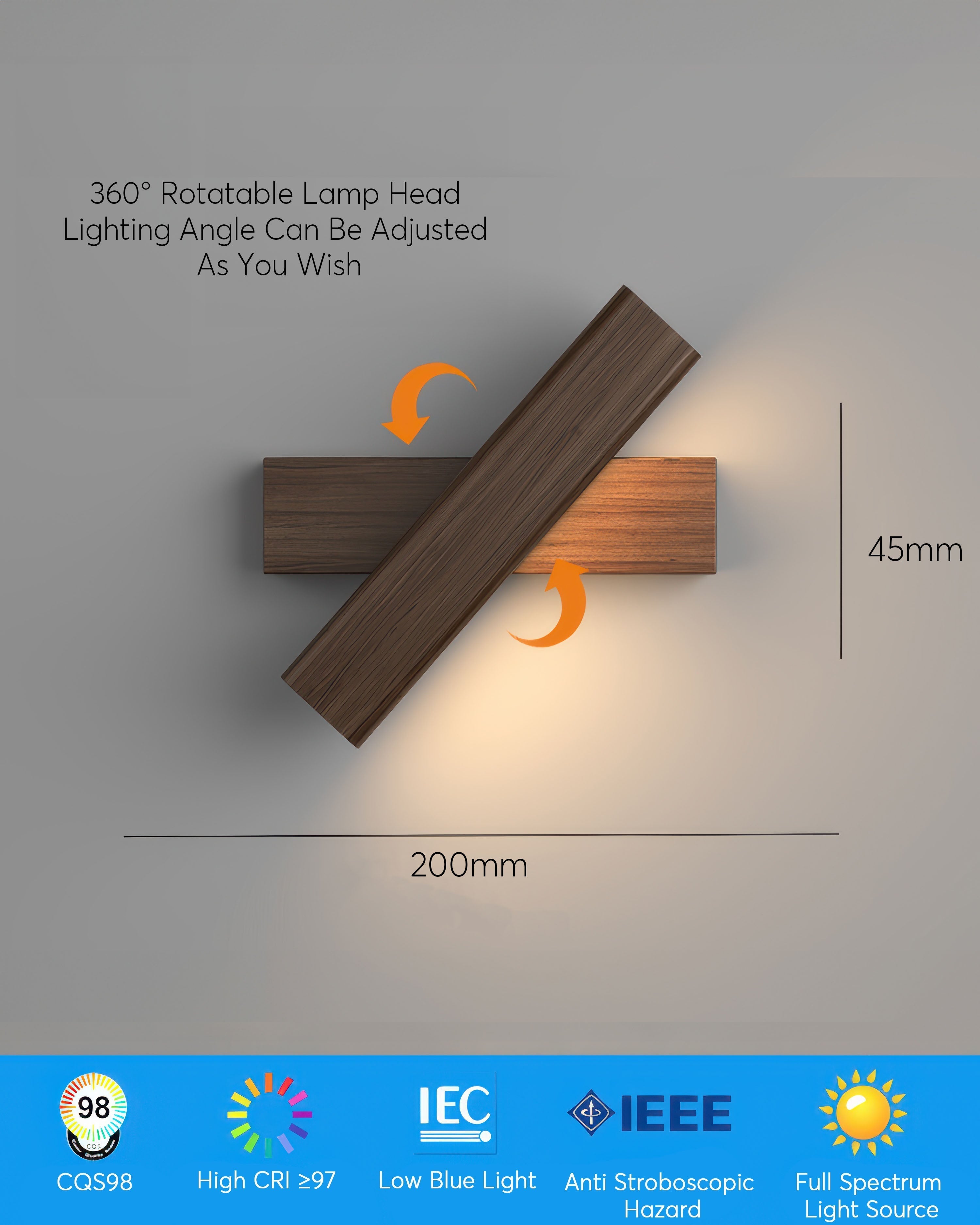 BowLift | Rotatable wall lamp with Nordic wood grain