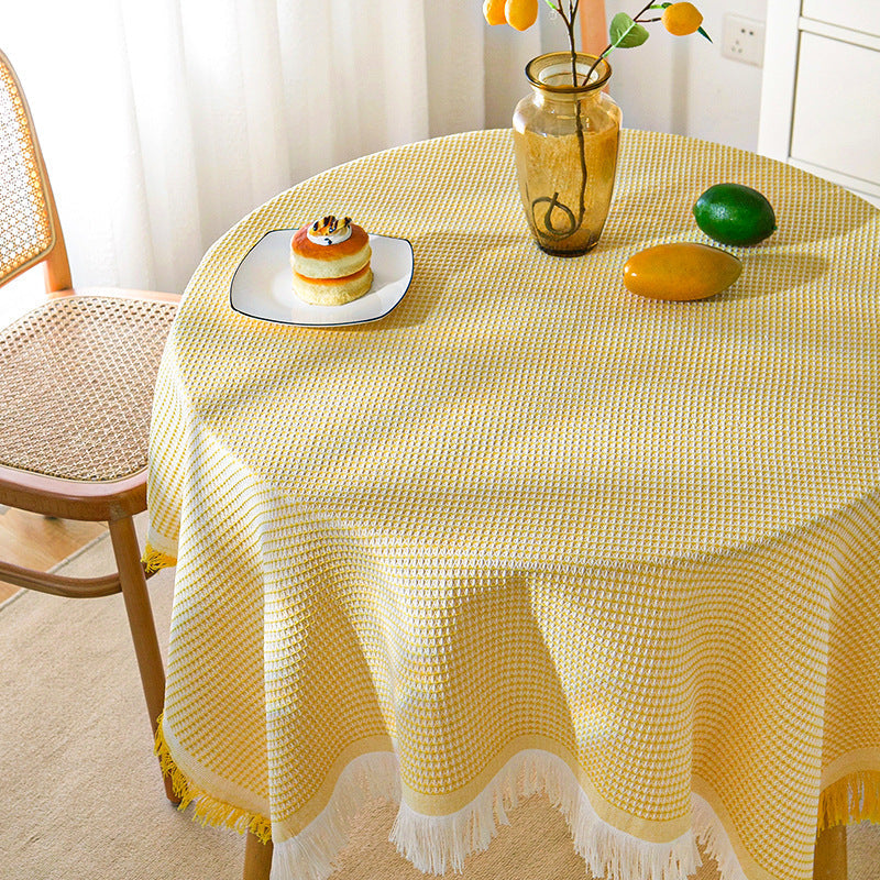 BowLift | Waffle Modern Tablecloth, Knitted Fabric Lace Coffee Cloth, Round Tablecloth, Rectangular Tablecloth