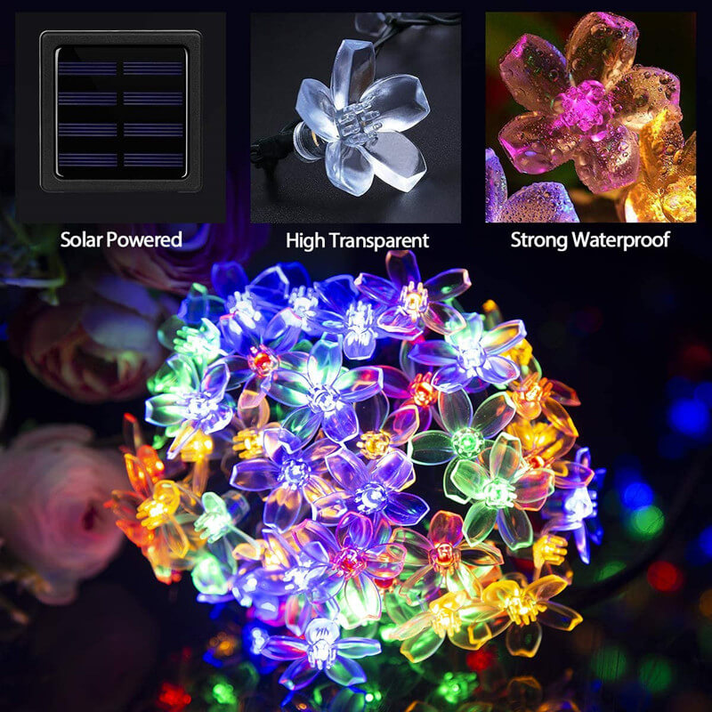 BowLift | LED Solar Sakura String Lights Waterproof Outdoor Fairy Flower Lights
