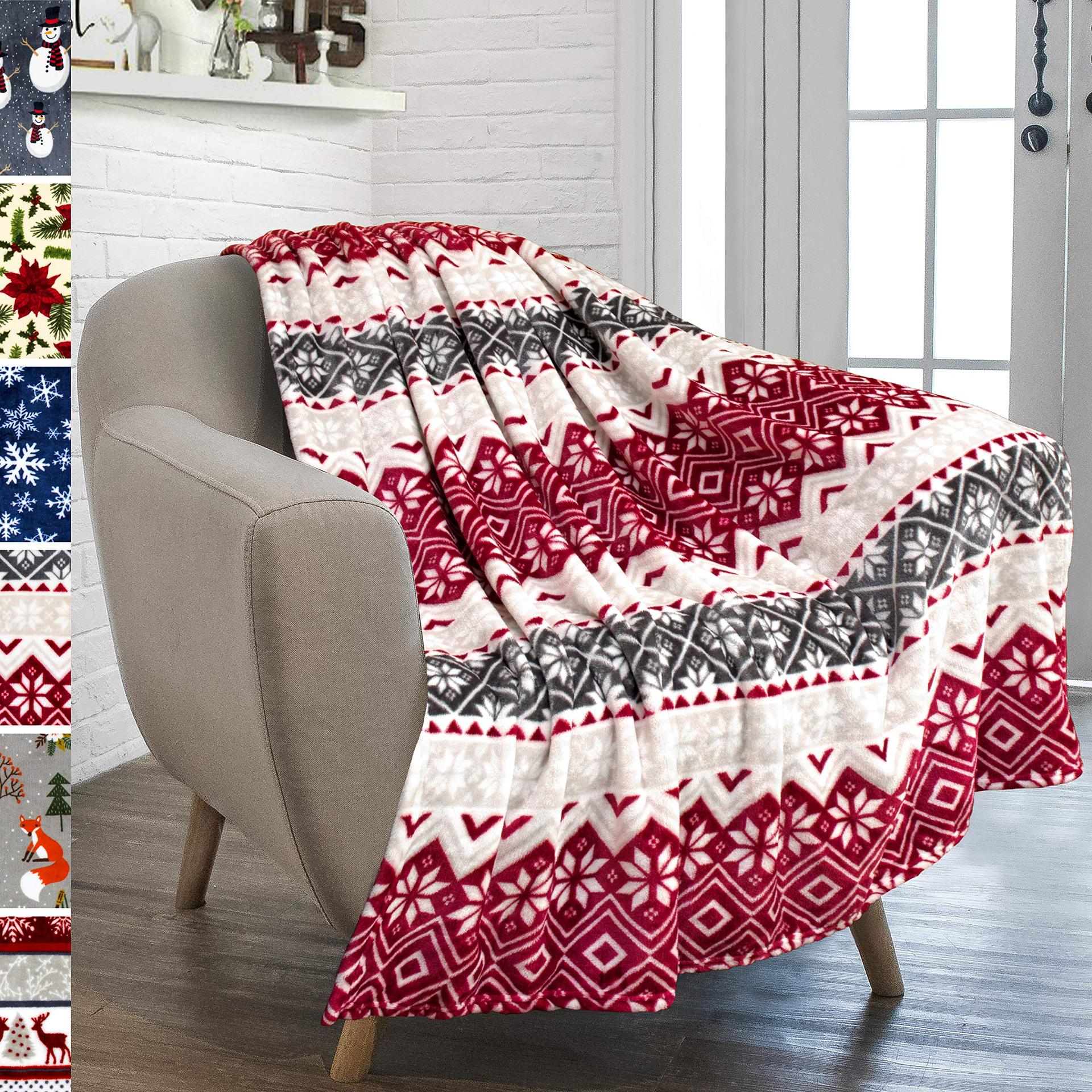 BowLift | Christmas Holiday Reindeer Snow Flannel Blanket Warm
