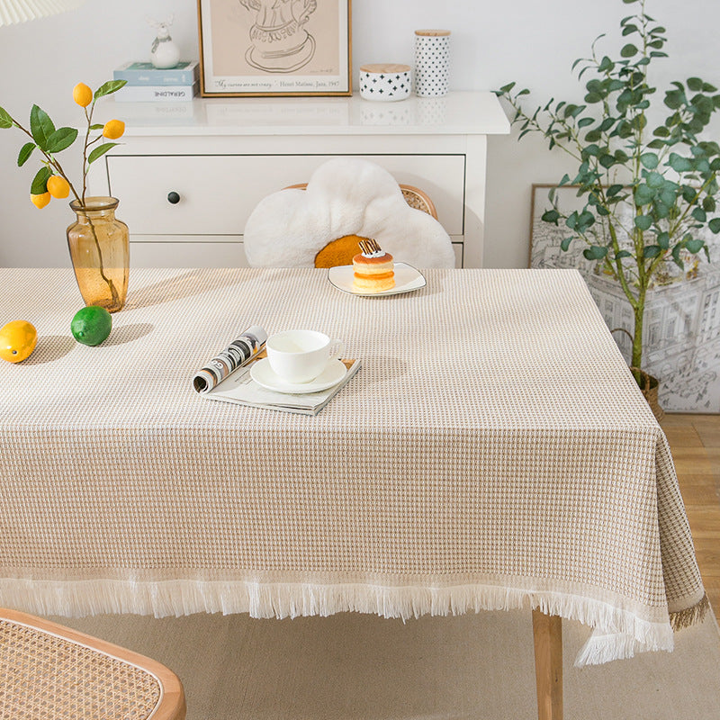 BowLift | Waffle Modern Tablecloth, Knitted Fabric Lace Coffee Cloth, Round Tablecloth, Rectangular Tablecloth
