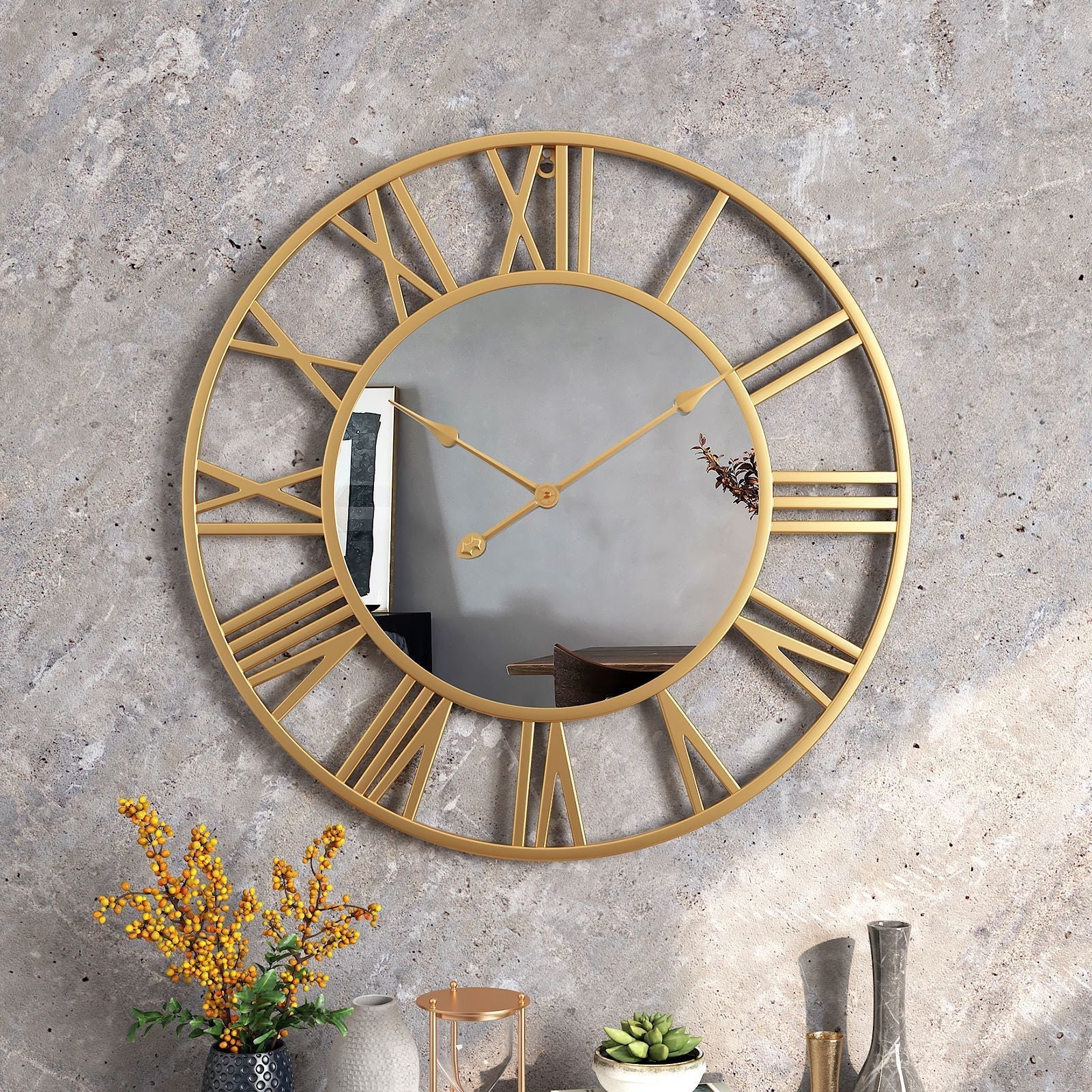 BowLift | Metal Vintage Large Size Wall Clock with Mirror 39cm