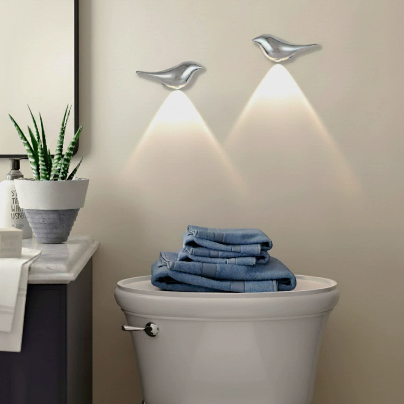 Luxury Home Gold/Silver Bird Wall Lamp Night Light Motion-Sensing Magnetic Dimmable