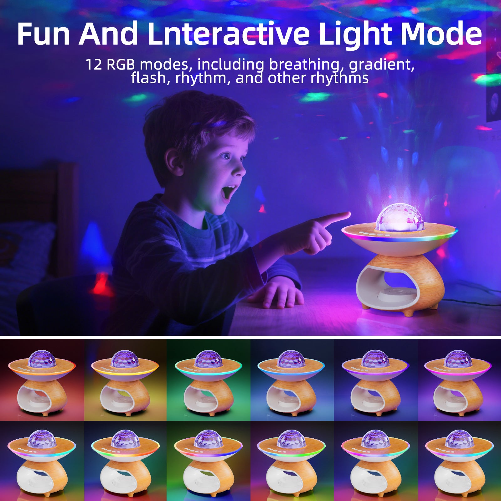 Creative Wireless Charging Night Light Bedroom Desk Projection Lamp