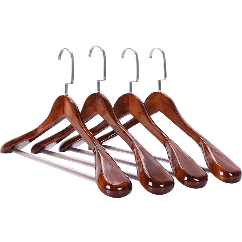 BowLift | Luxury Wooden Clothes Hangers | Solid Hardwood Construction | 360° Swivel Chrome-Plated Steel Hooks | Contoured Shoulder Support | Non-Slip Pant Bar | Precision-Polished Smooth Finish